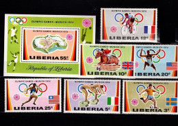 Liberia - 1972 - Olympic Games: Munich 1972 - Yv 562/67 + Bf 69 - Sommer 1972: München