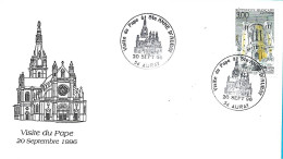 Cachet Grand Format Visite Du Pape à Ste Anne D'Auray 56 église Kirche Church Timbre Fourvière Lyon - Gedenkstempel