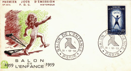 SALON DE L'ENFACE 1959 COVER FDC FRANCE - 1950-1959