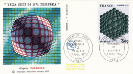 CEUVRE ORIGINALE DE VASARELY 1977 COVER FDC FRANCE - 1970-1979