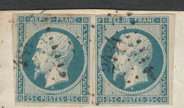 RARE Et SUPERBE NUANCE BLEU VERDATRE  Du N°10 En Paire TBE LUXE Cote>400€ Yvert Spé 75 - 1852 Louis-Napoléon