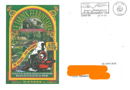 Flamme 38 Chatte Le Jardin Ferroviaire Train Zug Enveloppe Illustrée - Mechanical Postmarks (Advertisement)