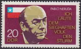 1974 DDR ** Mi:DD 1921, Sn:DD 1521, Yt:DD 1600, Pablo Neruda - Neufs