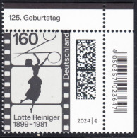!a! GERMANY 2024 Mi. 3834 MNH SINGLE From Upper Right Corner - 125th Birthday Of Lotte Reiniger - Neufs