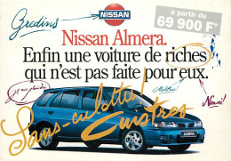 Automobiles - Carte Publicitaire - Nissan Almera - CPM - Voir Scans Recto-Verso - Voitures De Tourisme