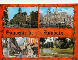 59 - Roubaix - Multivues - Café - CPM - Flamme Postale De Wasquehal - Voir Scans Recto-Verso - Roubaix