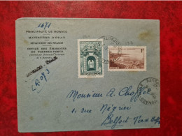 LETTRE    MONACO 1945 RECOMMANDE PROVISOIRE MONACO VILLE POUR BELFORT MINISTERE D'ETAT - Other & Unclassified