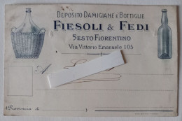 FIRENZE  - SESTO FIORENTINO  - Ditta  FIESOLI E FEDI  - DAMIGIANE Per VINO - Firenze