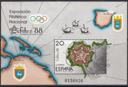 SPANIEN  Block 32, Postfrisch **, Nationale Briefmarkenausstellung EXFILNA ’88, Pamplona, 1988 - Blocks & Kleinbögen