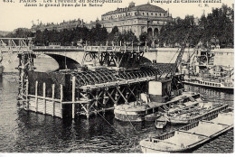 Paris - Les Travaux Du Métropolitain Dans Le Grand Bras De La Seine -  CPR Cartes D'Autrefois - The River Seine And Its Banks