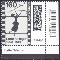 !a! GERMANY 2024 Mi. 3834 MNH SINGLE From Lower Right Corner - 125th Birthday Of Lotte Reiniger - Unused Stamps