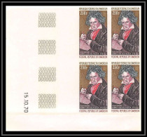 0034a Coin Daté Cameroun 168 Ludwig Van Beethoven Musique Music Non Dentelé Imperf ** MNH Bloc 4 - Kamerun (1960-...)