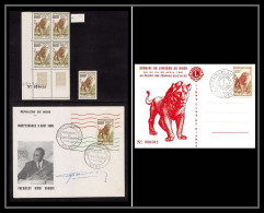 1026 - Niger N° 107+ 111 Lion Dont Variété Barre A Coté Du F Lettre Signée (overprint Error) Signé Signed Autograph - Raubkatzen