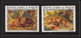 0938 Mauritanie PA N° 153/154 Tableau Painting Delacroix Lion Surcharge Overprint In Red - Big Cats (cats Of Prey)