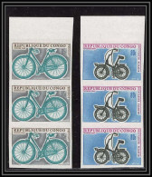 0610b Congo Cycle Velo (Cycling) 2 Bandes De 3 Strip Valeurs Non Dentelé Imperf ** MNH - Wielrennen