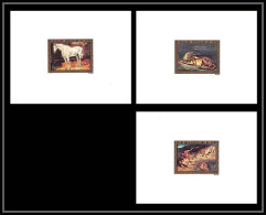 0537 Epreuve De Luxe Deluxe Proof Congo PA N°161/163 Tableau (painting) Delacroix Lion Horse Cheval Tigre Tiger  - Félins