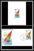1818 épreuve De Luxe / Deluxe Proof Wallis Et Futuna PA N° 122 Planche à Voile Windsurfing Sailboard + Fdc - Imperforates, Proofs & Errors
