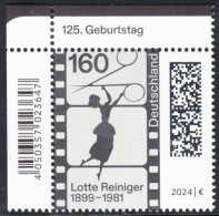!a! GERMANY 2024 Mi. 3834 MNH SINGLE From Upper Left Corner - 125th Birthday Of Lotte Reiniger - Unused Stamps