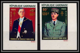2486 Gabon Gabonaise PA De Gaulle Surcharge Overprint 1972 2 Timbres Non Dentelé Imperf Neuf ** Mnh - De Gaulle (Général)