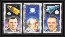 2456b Gabon Gabonaise PA N°244/246 URANUS 1981 Espace (space) Gagarin Gagarine Shepard Herschel - Gabon (1960-...)