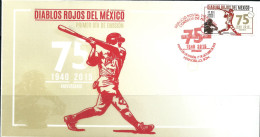 2015 FDC  Béisbol DIABLOS ROJOS DEL MÉXICO, Baseball  Scott 2954, SOBRE PRIMER DÍA DE EMISIÓN - Mexique