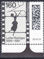 !a! GERMANY 2024 Mi. 3834 MNH SINGLE W/ Bottom Margin (a) - 125th Birthday Of Lotte Reiniger - Nuovi