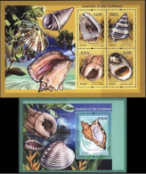 Guyana - 2012 - Shells - Yv 6244/47 + Bf 550 - Coquillages