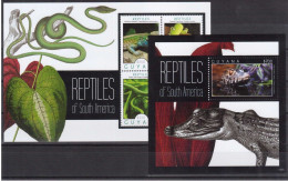 Guyana - 2012 - Reptiles Of South America - Yv 6202/05 + Bf 538 - Andere & Zonder Classificatie