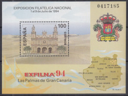 SPANIEN  Block 55, Postfrisch **, Nationale Briefmarkenausstellung EXFILNA ’94, Las Palmas De Gran Canaria, 1994 - Blocks & Sheetlets & Panes