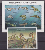 Guyana - 1998 - Prehistorics - Ichthyosaurs - Yv 4502/10 + Bf 296 - Vor- U. Frühgeschichte