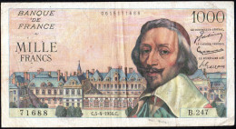 1000 Francs C . 5 - 4 - 1956 . C - B.247 N° 71688 A Circulé - 1 000 F 1953-1957 ''Richelieu''