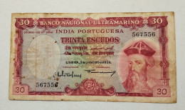 Portuguese India Inde Portugaise - 30 Escudos 1959 P.41 - RRR!!! Not Holed!!! - India