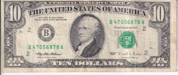 BILLETE DE ESTADOS UNIDOS DE 10 DOLLARS DEL AÑO 1995 LETRA B -NEW YORK (BANK NOTE) - Biljetten Van De  Federal Reserve (1928-...)