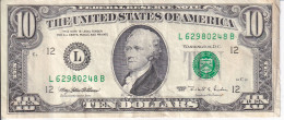 BILLETE DE ESTADOS UNIDOS DE 10 DOLLARS DEL AÑO 1995 LETRA L - SAN FRANCISCO (BANK NOTE) - Biljetten Van De  Federal Reserve (1928-...)