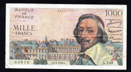 1000 Francs E . 5 - 4 - 1956 . E - S.249 N° 03970 A Circulé - 1 000 F 1953-1957 ''Richelieu''