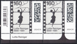 !a! GERMANY 2024 Mi. 3834 MNH Horiz.PAIR From Lower Left Corner - 125th Birthday Of Lotte Reiniger - Nuovi