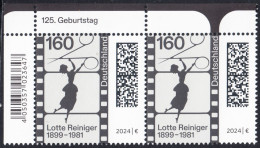 !a! GERMANY 2024 Mi. 3834 MNH Horiz.PAIR From Upper Left Corner - 125th Birthday Of Lotte Reiniger - Unused Stamps