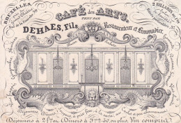 BRUXELLES. Café Des Arts DEHAES Fils, Rue De La Fourche C. 1840-1850 Format Carte Postale Carte De Visite - Visiting Cards