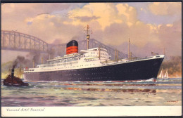 A45 193 CP Cunard R.M.S. SAXONIA Signed Mailed To Kitchener 1955 - Paquebots