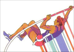 A45 61 CP Pole Jump Saut Perche Timbre Oblitéré PJ à L'endos FDC Stamp At The Back - Leichtathletik