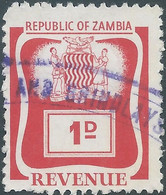 Republic Of Zambia, Revenue Stamp Tax - Fiscal 1D, Obliterated - Zambie (1965-...)