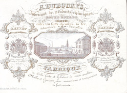 Bruxelles SCHAERBEEK  Fabrique De Produits Chimiques DUBOUAYS Années 1840-1850 Carte Porcelaine Format + Grand Carte Pos - Cartoncini Da Visita