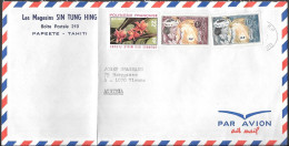 Tahiti Papeete Cover Mailed To Austria 1970s. 26F Rate. Flowers Stamp. French Polynesia - Tahiti
