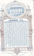 Bruxelles Calendrier 1850 Hôtel Du Grand Café Rue Des Eperonniers Format A5 Carte Porcelaine - Visiting Cards