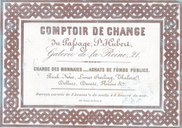 Bruxelles Comptoir De Change Du Passage St-Hubert Carte Porcelaine Format A5 - Visiting Cards