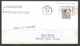 1958 Paquebot Cover, Sweden Stamp Used In Tampa, Florida - Lettres & Documents
