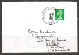 1986 Paquebot Cover, British Stamp Used In San Diego, CA (Apr 20) - Covers & Documents