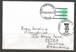 1982 Paquebot Cover, British Stamp Used In Port Townsend, WA (Mar 12) - Covers & Documents