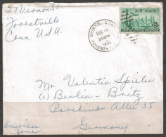 1954 15 Cents New York Skyline Airmail, Bristol Forestville To Berlin Germany - Lettres & Documents