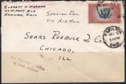 1941 16 Cents Airmail Special Delivery Hamilton Ohio October 9 To Chicago - Cartas & Documentos